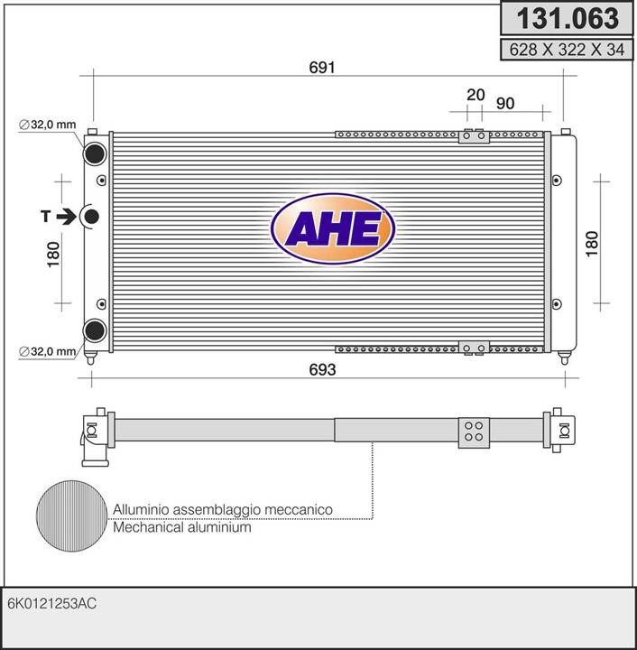AHE 131.063 Radiator, engine cooling 131063