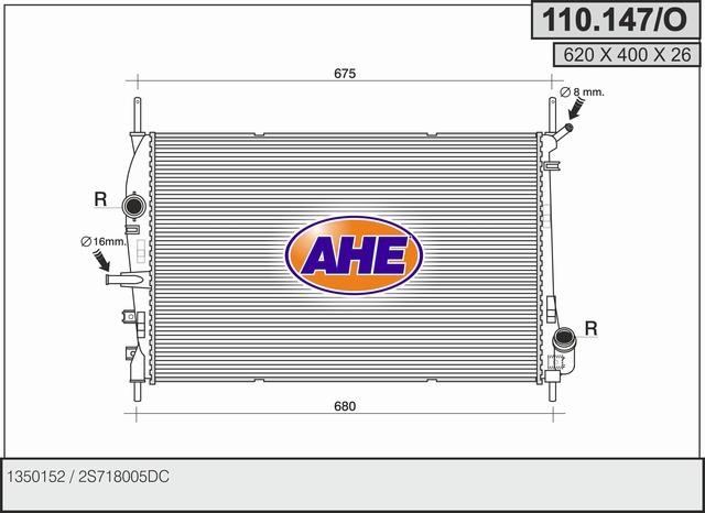 AHE 110.147/O Radiator, engine cooling 110147O