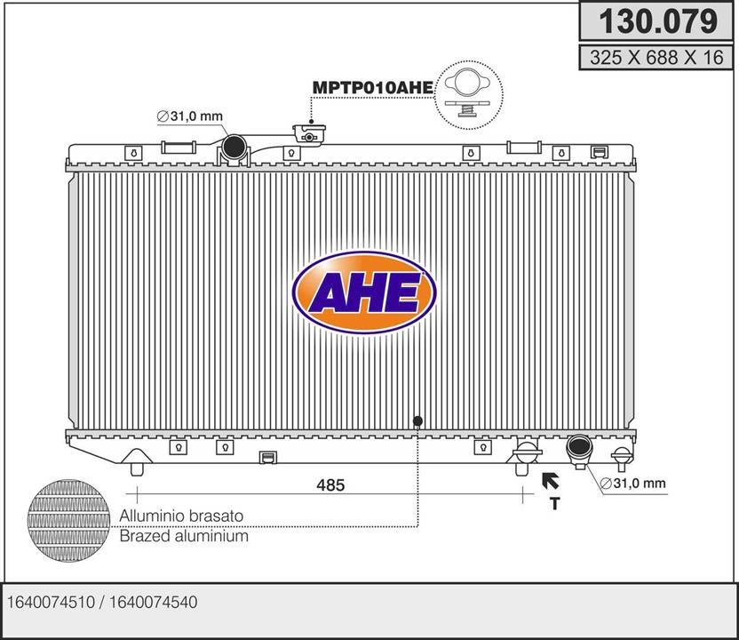 AHE 130.079 Radiator, engine cooling 130079