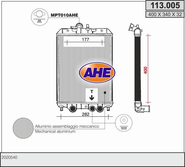 AHE 113.005 Radiator, engine cooling 113005