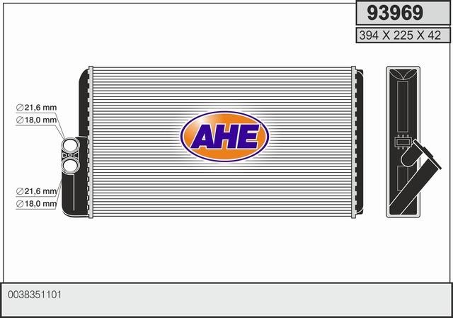 AHE 93969 Heat exchanger, interior heating 93969