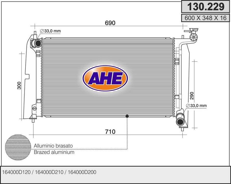 AHE 130.229 Radiator, engine cooling 130229