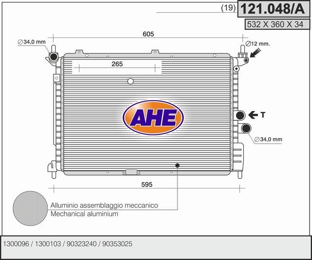 AHE 121.048/A Radiator, engine cooling 121048A