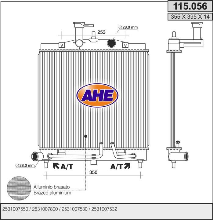 AHE 115.056 Radiator, engine cooling 115056