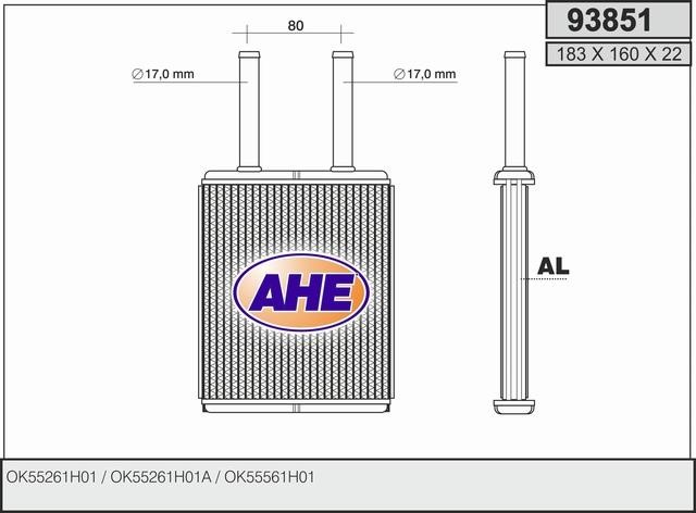 AHE 93851 Heat exchanger, interior heating 93851