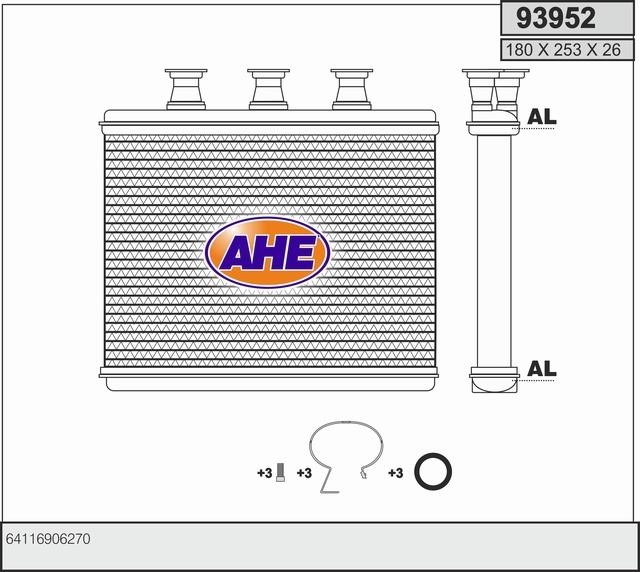 AHE 93952 Heat exchanger, interior heating 93952