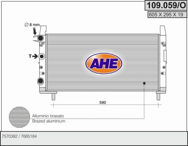 AHE 109.059/O Radiator, engine cooling 109059O