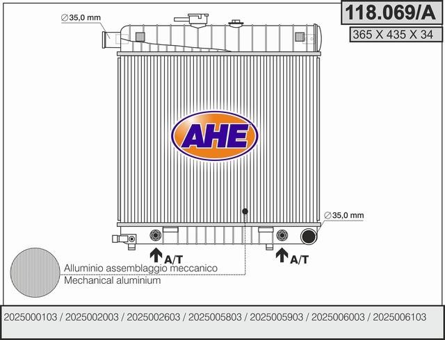 AHE 118.069/A Radiator, engine cooling 118069A