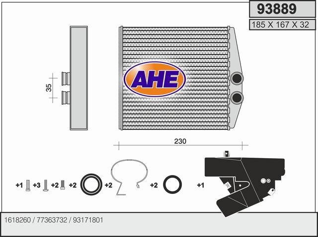 AHE 93889 Heat exchanger, interior heating 93889