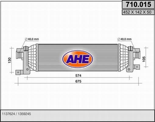 AHE 710.015 Intercooler, charger 710015
