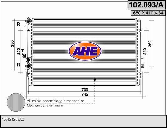 AHE 102.093/A Radiator, engine cooling 102093A