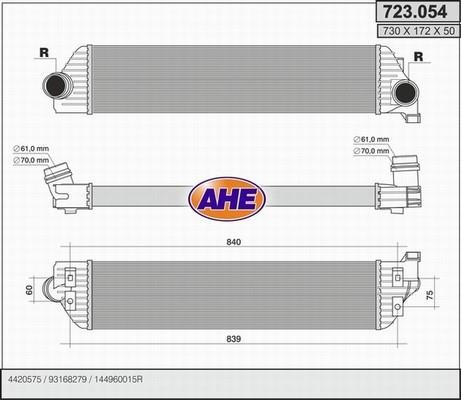 AHE 723054 Intercooler, charger 723054