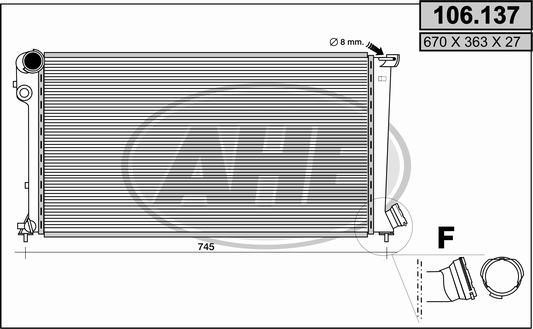 AHE 106.137 Radiator, engine cooling 106137