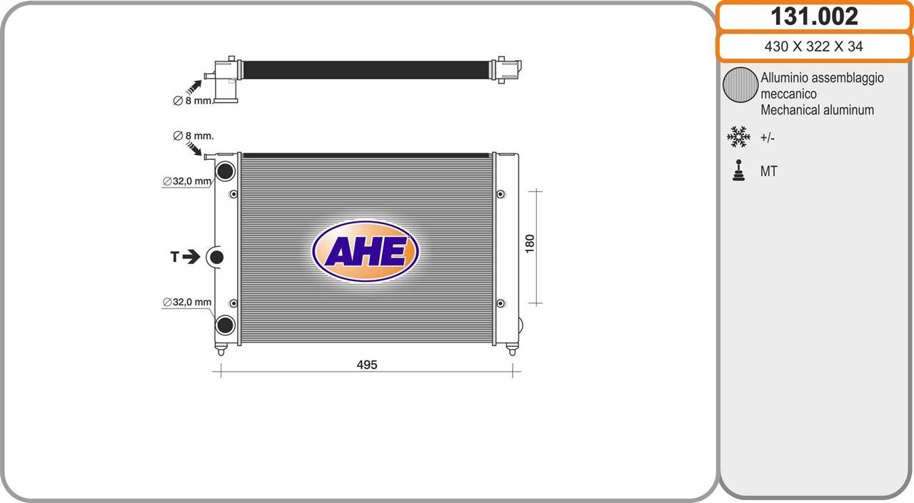 AHE 131.002 Radiator, engine cooling 131002