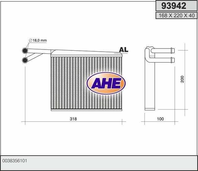 AHE 93942 Heat exchanger, interior heating 93942