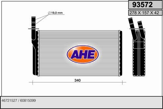 AHE 93572 Heat exchanger, interior heating 93572