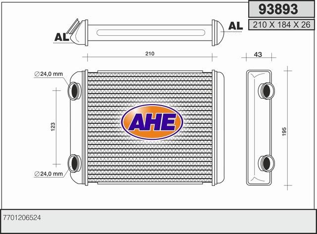 AHE 93893 Heat exchanger, interior heating 93893