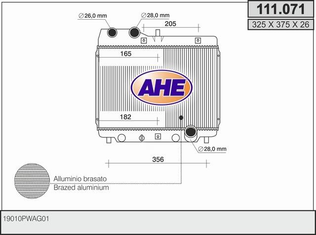 AHE 111.071 Radiator, engine cooling 111071