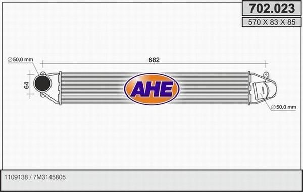 AHE 702023 Intercooler, charger 702023