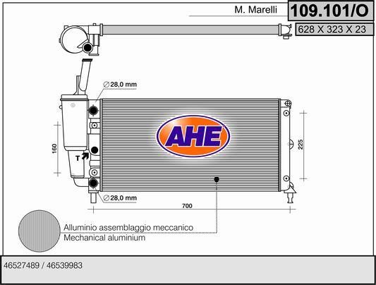 AHE 109.101/O Radiator, engine cooling 109101O