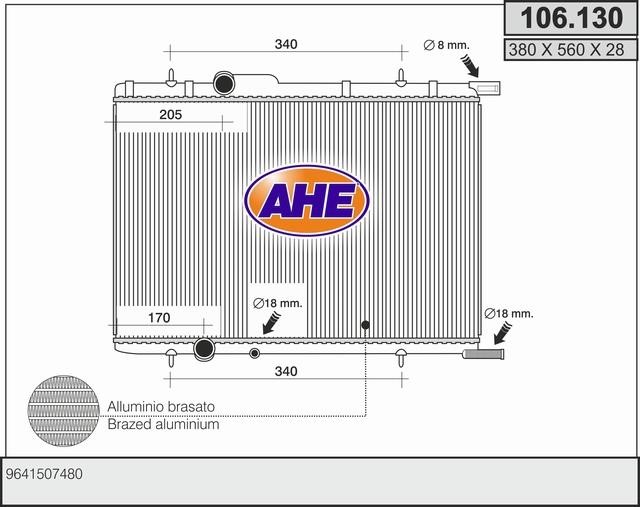 AHE 106.130 Radiator, engine cooling 106130