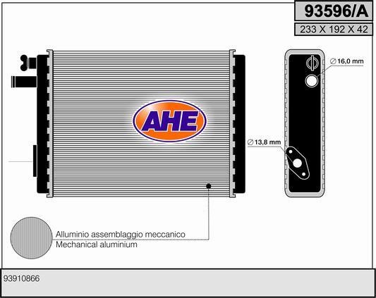AHE 93596/A Heat exchanger, interior heating 93596A
