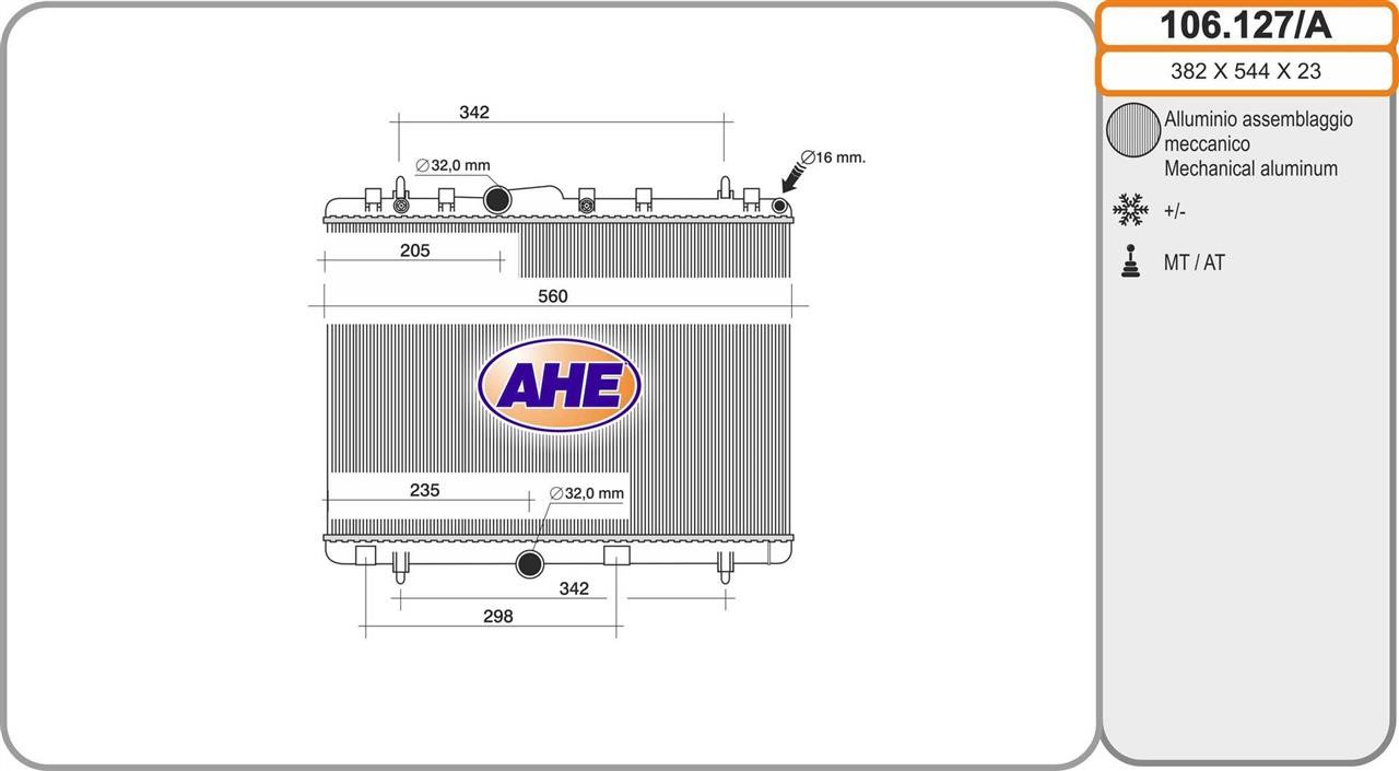 AHE 106.127/A Radiator, engine cooling 106127A