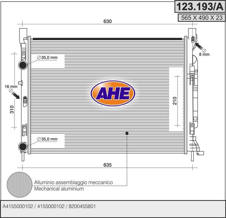 AHE 123.193/A Radiator, engine cooling 123193A