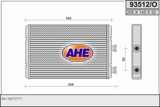 AHE 93512/O Heat exchanger, interior heating 93512O