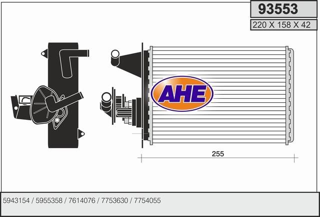 AHE 93553 Heat exchanger, interior heating 93553