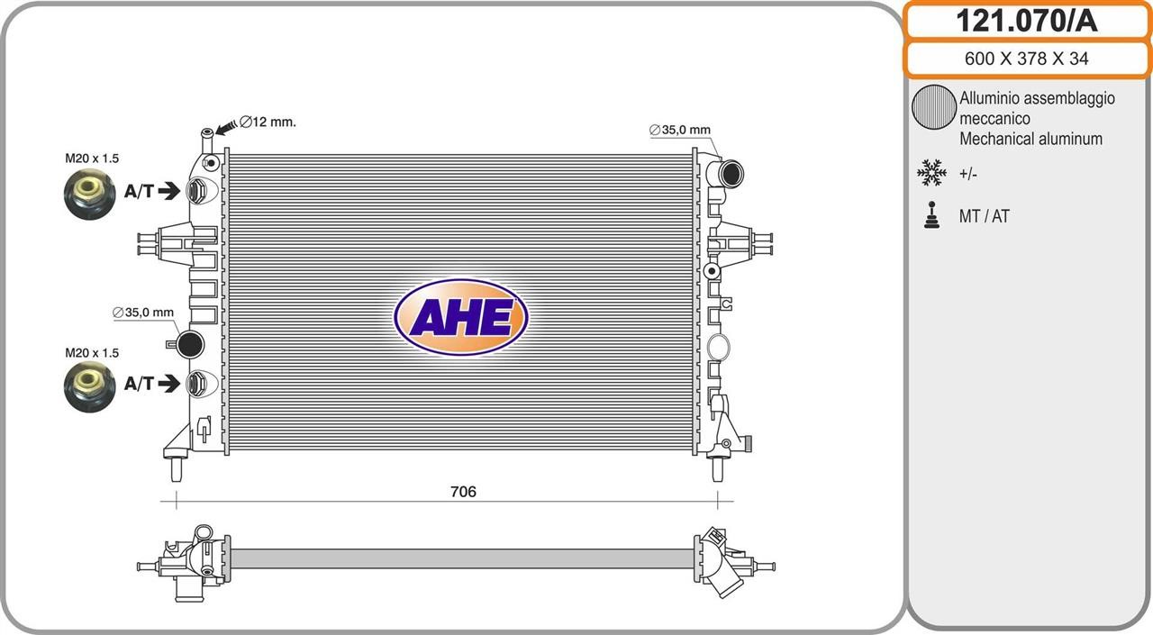 AHE 121.070/A Radiator, engine cooling 121070A