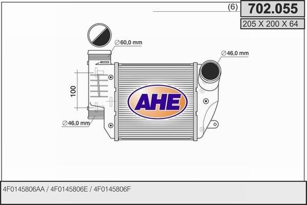 AHE 702.055 Intercooler, charger 702055