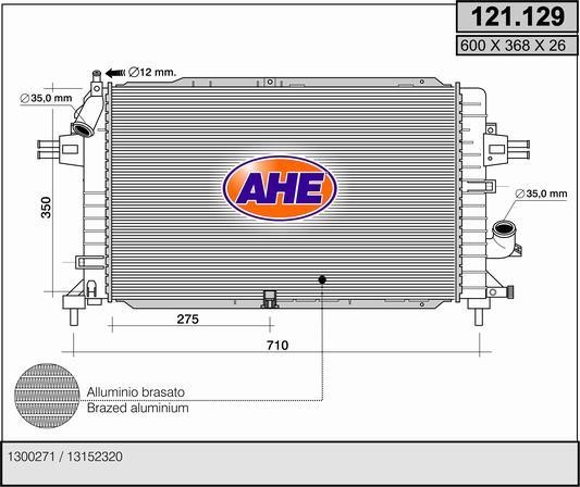 AHE 121.129 Radiator, engine cooling 121129