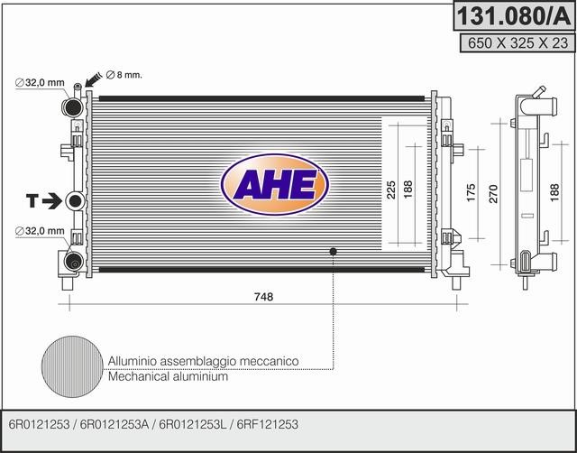 AHE 131.080/A Radiator, engine cooling 131080A