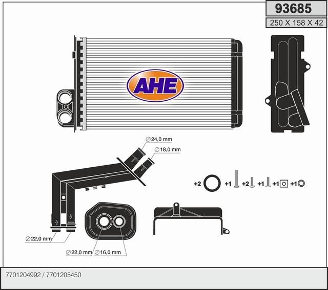 AHE 93685 Heat exchanger, interior heating 93685