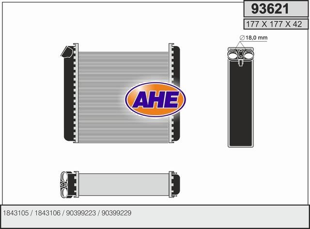 AHE 93621 Heat exchanger, interior heating 93621