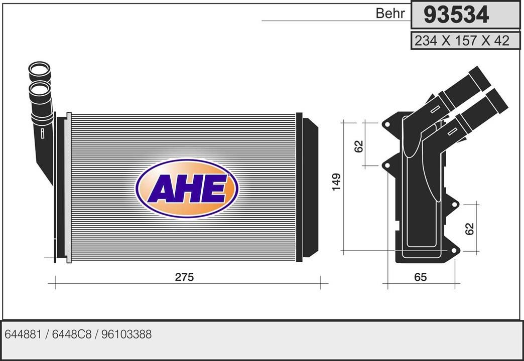 AHE 93534 Heat exchanger, interior heating 93534
