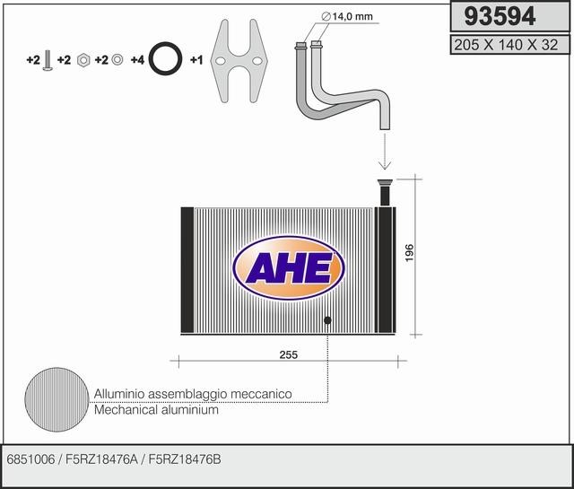 AHE 93594 Heat exchanger, interior heating 93594