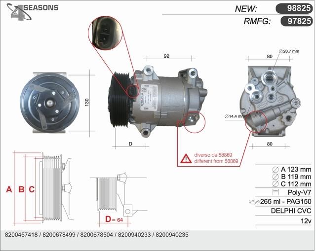 AHE 97825 Compressor, air conditioning 97825