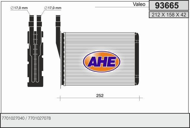 AHE 93665 Heat exchanger, interior heating 93665