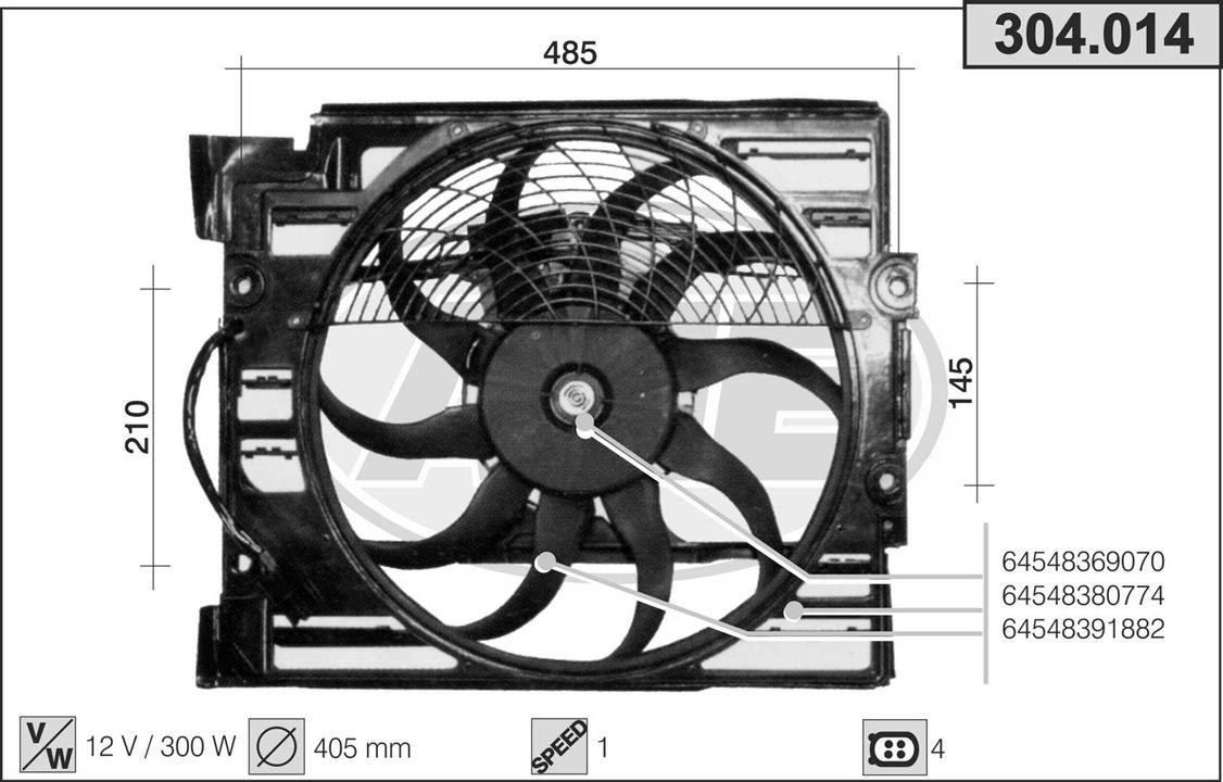 AHE 304.014 Fan, radiator 304014