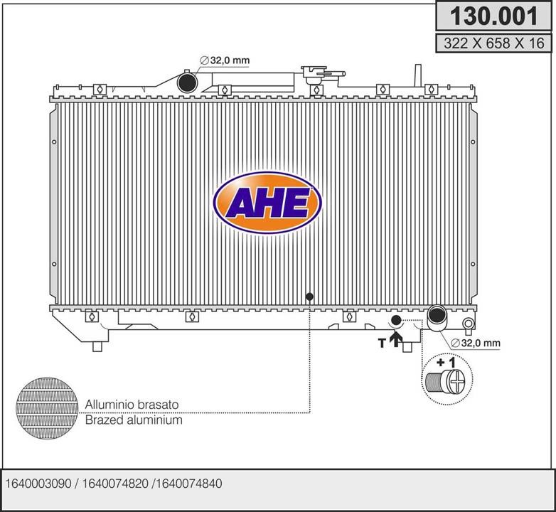 AHE 130.001 Radiator, engine cooling 130001