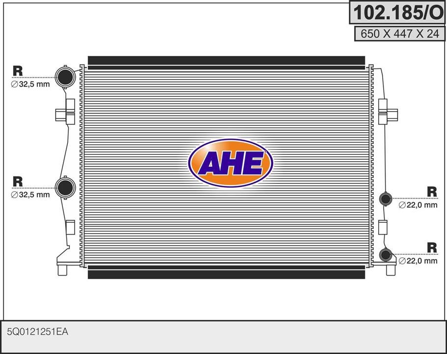 AHE 102.185/O Radiator, engine cooling 102185O