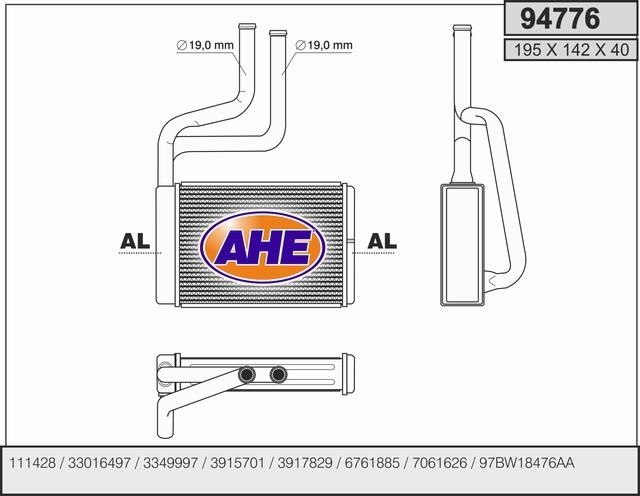 AHE 94776 Heat exchanger, interior heating 94776