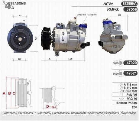 AHE 68556/A Compressor, air conditioning 68556A