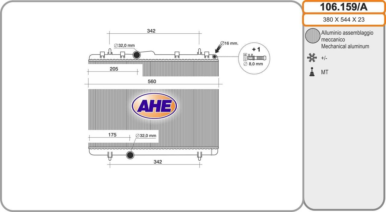 AHE 106.159/A Radiator, engine cooling 106159A