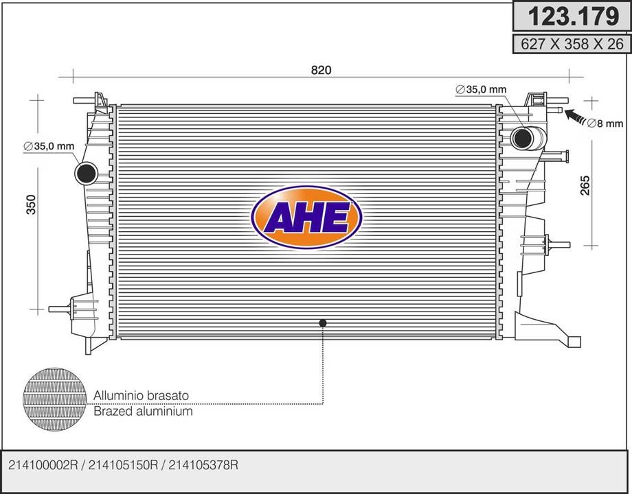 AHE 123.179 Radiator, engine cooling 123179
