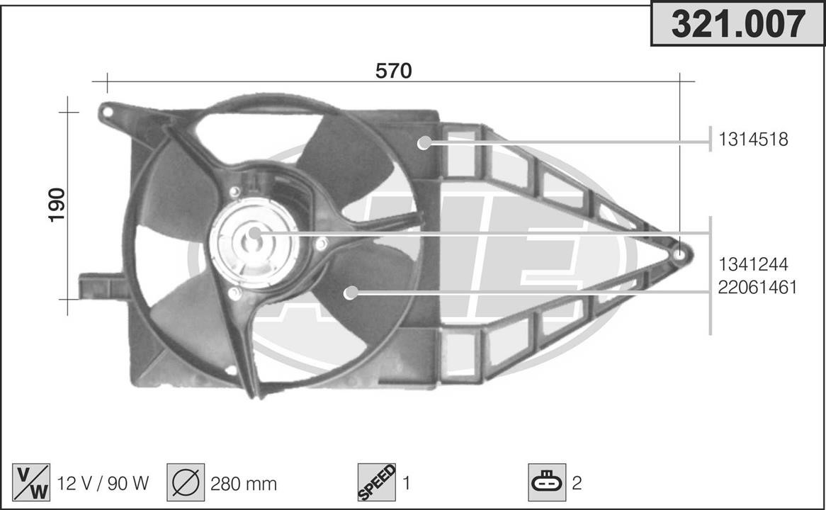 AHE 321.007 Fan, radiator 321007