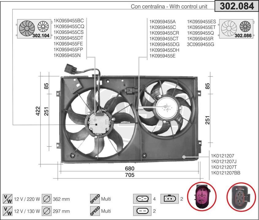 AHE 302.084 Fan, radiator 302084