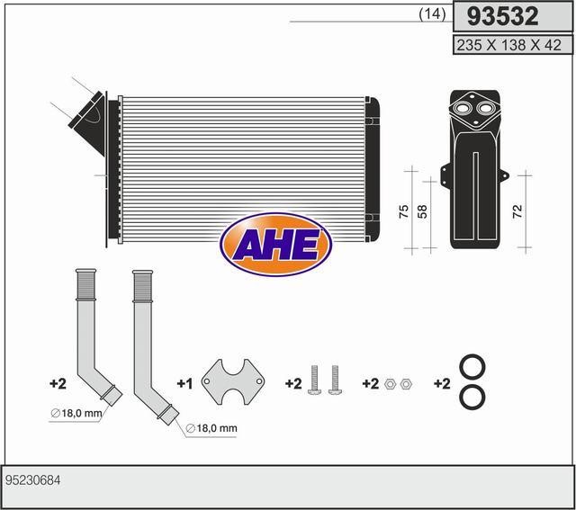 AHE 93532 Heat exchanger, interior heating 93532